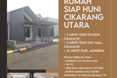 Dijual Rumah Siap Huni 400 Jutaan SHM Strategis Hanya 5 Menit dari Stasiun CIKARANG Bekasi - Bonus UMROH Tanpa Diundi