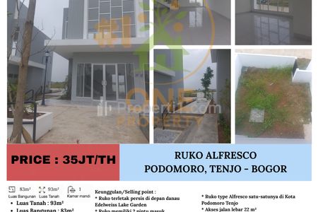 Disewakan Ruko Alfresco, Podomoro, Tenjo - Bogor