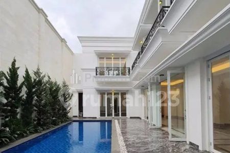 Jual Rumah Baru, Turun Harga, 5 BR Luas 1150m2 Bangunan 1170m2, Pool dan Lift di Pondok Indah, Kebayoran Lama, Jakarta Selatan