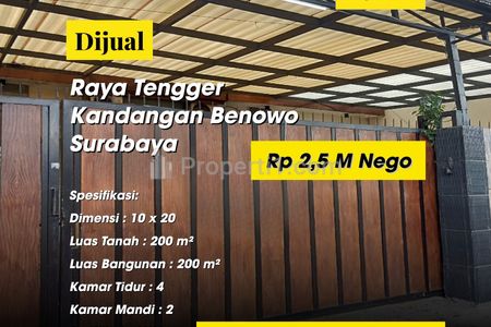 Dijual Rumah Jalan Raya Tengger Kandangan Benowo Surabaya Barat