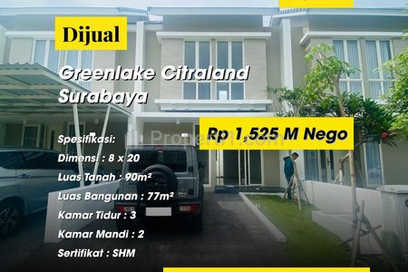 Dijual Rumah Minimalis Modern The GreenLake Citraland Lakarsantri Surabaya Barat