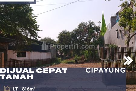 Dijual Cepat Tanah Kosong Lokasi Samping Jalan Raya Jual di Bawah Harga Pasaran di Cipayung Jakarta Timur
