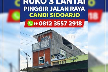 Dijual Ruko 3 Lantai Pinggir Jalan Raya Kalipecabean Candi Sidoarjo