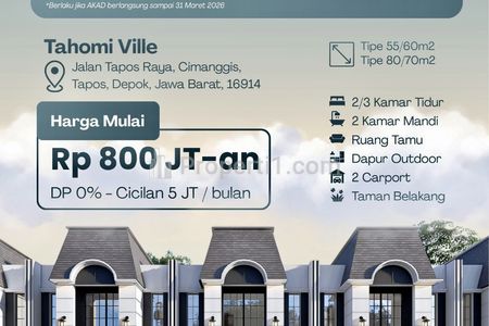 Dijual Rumah Modern American Classic READY UNIT Free Biaya dan Discount Special untuk Keluarga Baru di Cimanggis Depok