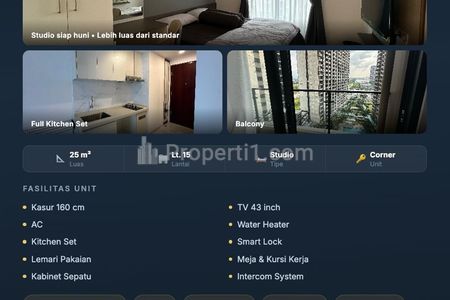 Sewa Apartemen Studio Full Furnished – Sky House BSD, Tower Kensington Lantai 15