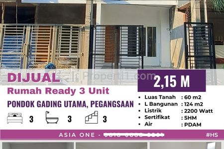 Dijual Rumah 3 Unit 3 Lantai Siap Huni di Pondok Gading Utama Jakarta Utara