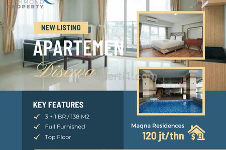 Disewakan Apartemen Maqna Residences 3+1 BR Furnish – Hunian Nyaman & Praktis di Middle Floor