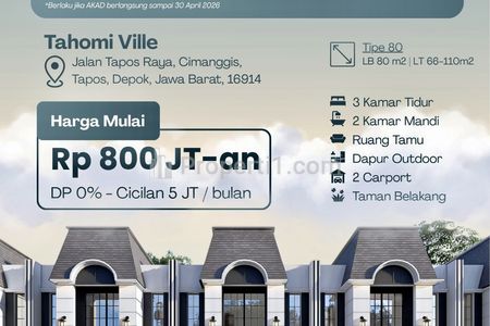Dijual Rumah American Classic READY UNIT Free Biaya dan PPN untuk Keluarga Baru di Tapos Depok