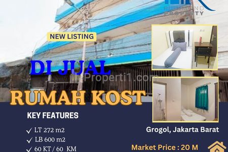 Dijual Rumah Kost 60 Kamar Full Isi di Tomang Jakarta Barat – Dekat Kampus, ROI Tinggi! Income Puluhan Juta/Bulan Nego!