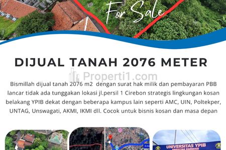 Jual Tanah Tempat Ramai Area Kampus, Cocok untuk Kost-kostan, SHM, Area Majasem Cirebon Kota