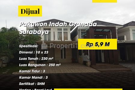 Dijual Rumah Minimalis Lokasi Bagus Daerah Elite Pakuwon Indah Lakarsantri Surabaya Barat