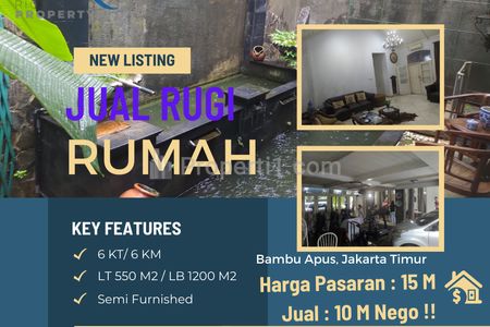 Jual Rugi! Rumah Mewah Bambu Wulung – LT 560 m², Bangunan Besar!