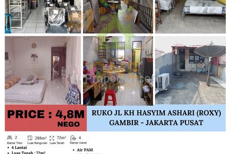 Dijual Ruko Jl. KH. Hasyim Ashari (Roxy), Gambir, Jakarta Pusat