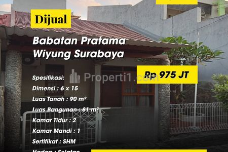 Dijual Rumah Babatan Pratama Wiyung Surabaya