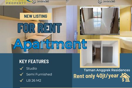 Disewakan Studio Nyaman & Praktis di Taman Anggrek Residences – Siap Huni