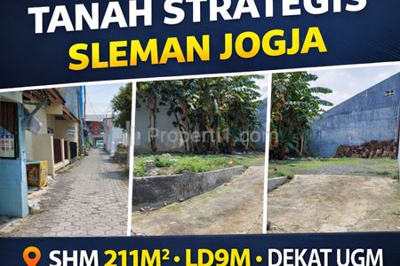 Dijual Tanah SHM Strategis di Sleman Dekat UGM Luas 211m2 Lokasi Premium Jarang Ada