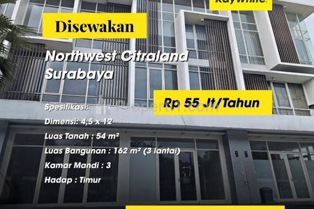 Disewakan Ruko Northwest Citraland Pakal Surabaya Barat
