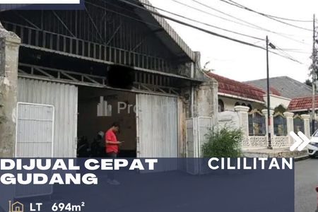 Dijual Gudang Cocok untuk Gudang, Pabrik, Bengkel, Bisnis Kuliner di Cililitan Jakarta Timur