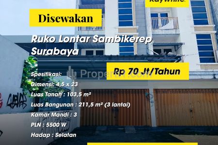 Disewakan Ruko Lontar Sambikerep Surabaya