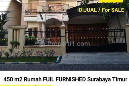 Dijual Rumah Full Furnished LT 450m2 di Jl. Manyar Jaya, Klampis Semolo, Surabaya Timur - Strategis Dekat Soto Ayam Cak Har Merr
