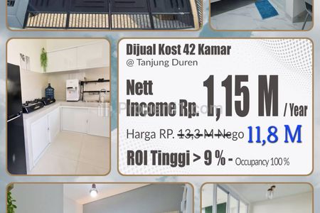 Dijual Rumah Kost Premium, Double Cuan, Passive Income di Tanjung Duren, Jakarta Barat