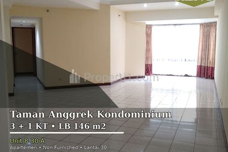 Sewa Taman Anggrek Kondominium 3+1BR 146m² Unfurnished Rp100 Jt