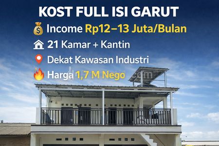 Jual Rumah Kost 21 Kamar Full Isi Samping Pabrik Ultimate, Cibatu, Garut, Jawa Barat