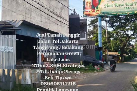 Jual Tanah SHM 279m2 di Parung Jaya, Pinggir Tol Jakarta Barat-tangerang, Belakang Green Lake, Strategis, Tidak Banjir, Tanpa Perantara