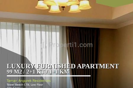 Sewa Apartemen Taman Anggrek Residences 2+1 BR Full Furnished Lokasi Strategis