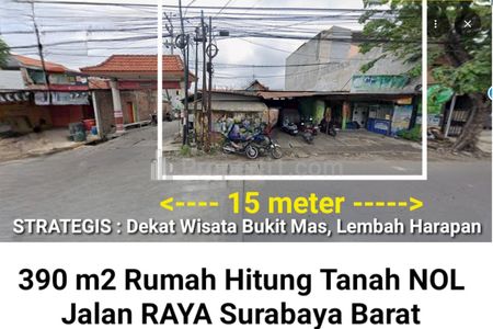 Dijual Tanah di Raya Lidah Wetan - Lakarsantri - Surabaya Barat - Lebar Depan 15 Meter Strategis Nol Jalan Raya Dekat Wisqta Bukit Mas, Pakuwon Mall