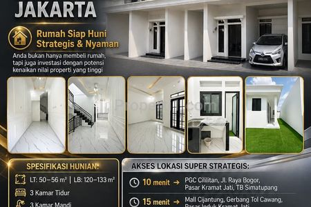 Dijual Rumah 2 Lantai Bonus Rooftop di Kramat Jati, Jakarta Timur