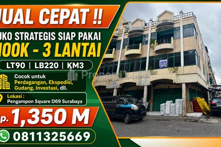 Jual Cepat Ruko Strategis di Surabaya, Pengampon Square Surabaya LT90 LB220 Hook Siap Huni Cocok untuk Ekspedisi, Kantor, Gudang