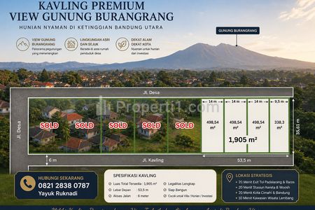 Jual Kavling Eksklusif di Cisarua Bandung Barat, View Gunung Burangrang Cocok untuk Investasi Jangka Panjang