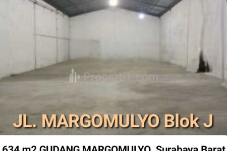 Disewakan Murah Gudang Margomulyo Blok J Luas Tanah 634m2 - Akses Truk Kontainer- Surabaya Barat Strategis Dekat Greges, Kalianak, Tandes