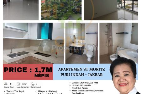 Dijual Apartemen di St Moritz Puri Indah, Kembangan, Jakarta Barat - 2+1 BR Kosongan