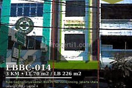 Dijual Ruko 4 Lantai di Cilincing Jakarta Utara - Aset Lelang Harga Jual 2,25 M Pasaran Masih 3,38 M Jarang Ada Nego Deal!!