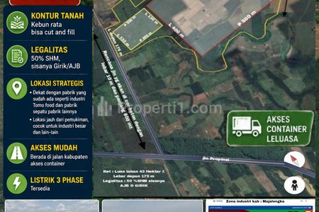 Dijual Lahan Industri Kertajati Majalengka - Strategis Lahan Datar Tanah Kebun, Jalan Lebar Akses Kontainer