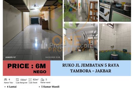 Dijual Ruko Jln Jembatan 5 Raya, Tambora - Jakarta Barat