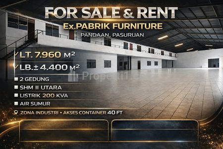 Jual atau Sewa Ex Pabrik Mebel di Area Daerah Pandaan Pasuruan