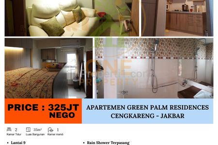 Dijual Apartemen Green Palm Residences, Cengkareng, Jakarta Barat - 2 BR Furnished