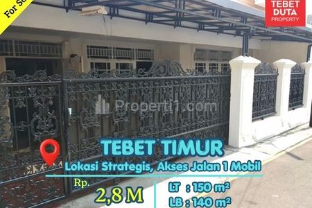 Dijual Rumah Tebet Timur Jakarta Selatan - Lokasi Strategis Nyaman Jalan 1 Mobil