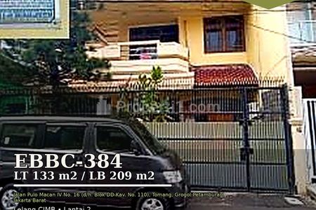 Dijual Rumah Tinggal di Tomang, Jakarta Barat - Lokasi Matang, Harga Menarik NEGO!