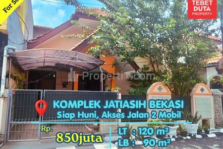 Dijual Rumah Jatiasih Bekasi, Dalam Komplek Lokasi Strategis Nyaman Jalan 2 Mobil