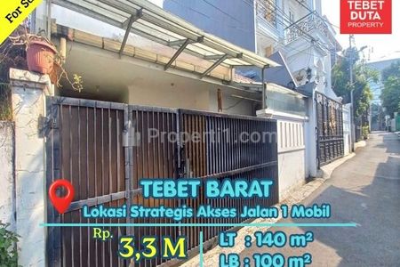 Dijual Rumah Siap Huni Lokasi Strategis  di Tebet Barat Jakarta Selatan - Jalan 1 Mobil