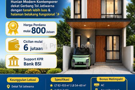 Dijual Rumah Dekat Tol Jatiwarna Pondok Melati Bekasi