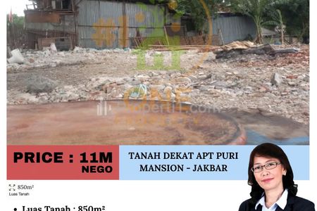 Dijual Tanah di Sebelah Apartemen Puri Mansion Cengkareng Jakarta Barat