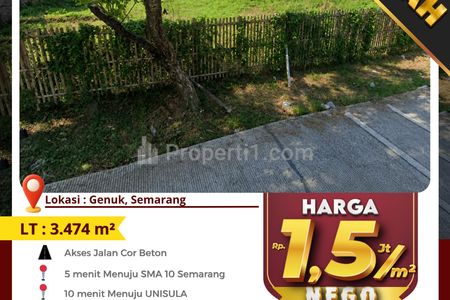 Jual Tanah di Genuksari Semarang, Nempel Jalan Raya. Lingkungan Ramai