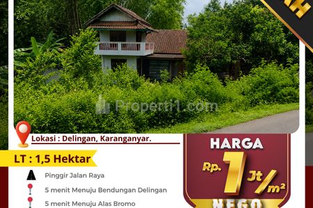 Jual Tanah Pinggir Jalan Raya Delingan, Karanganyar, Jawa Tengah - NEGO !