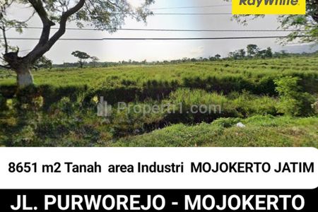 Dijual Tanah 8651 m2 di Purworejo - Mojokerto Jawa Timur Dekat Ngoro Industri, Pabrik Plastik, Gudang Cargo - Lokasi Nol Jalan Raya