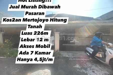 Dijual Kost-kostan Hitung Tanah di Mertojoyo Malang